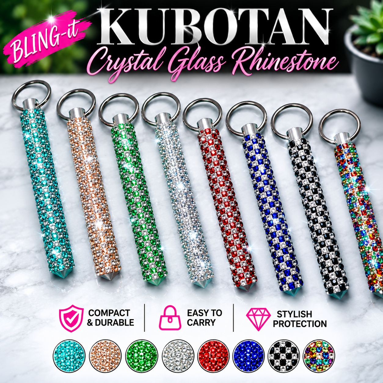 Kubotan - Crystal Glass Rhinestone