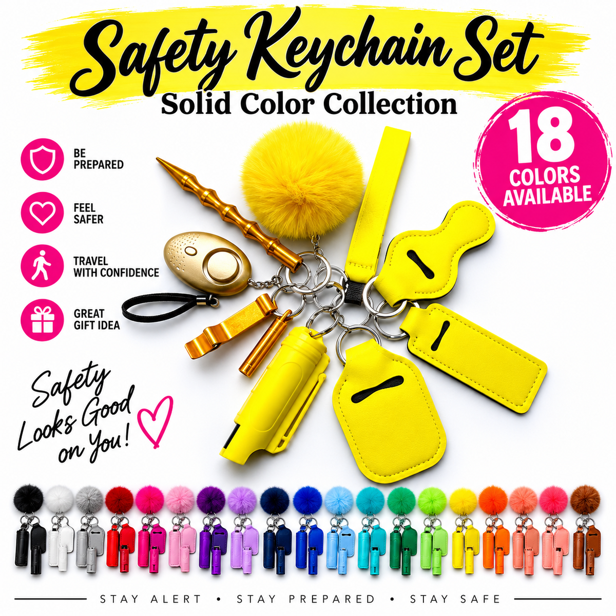Safety Keychain - 10pc Set with Pepper Spray