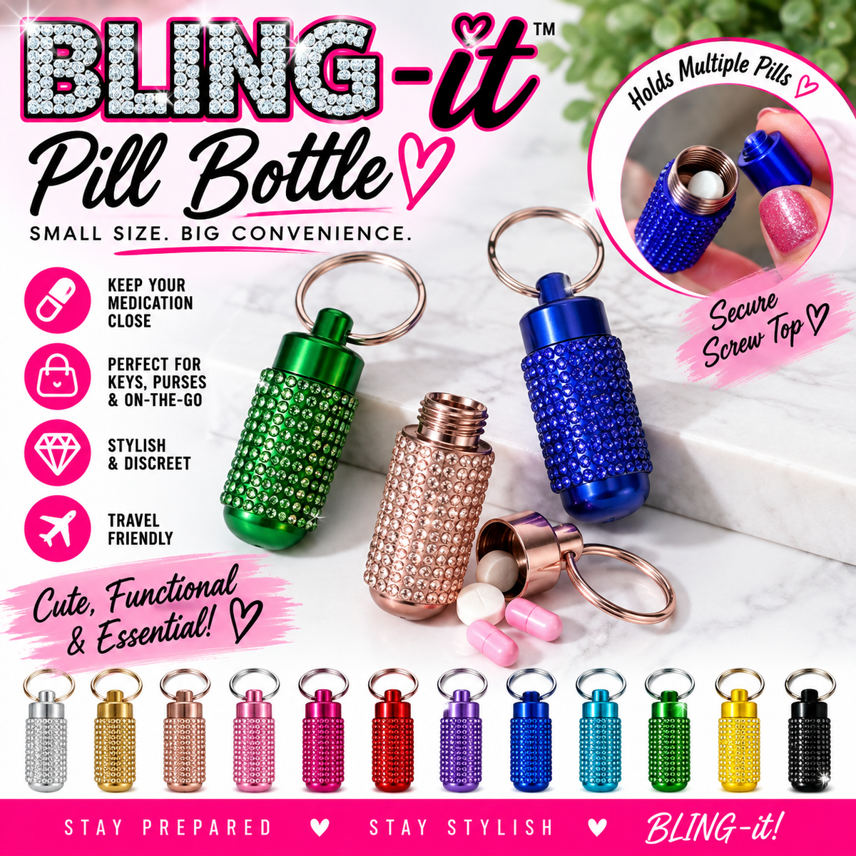Pill Bottle - Bling