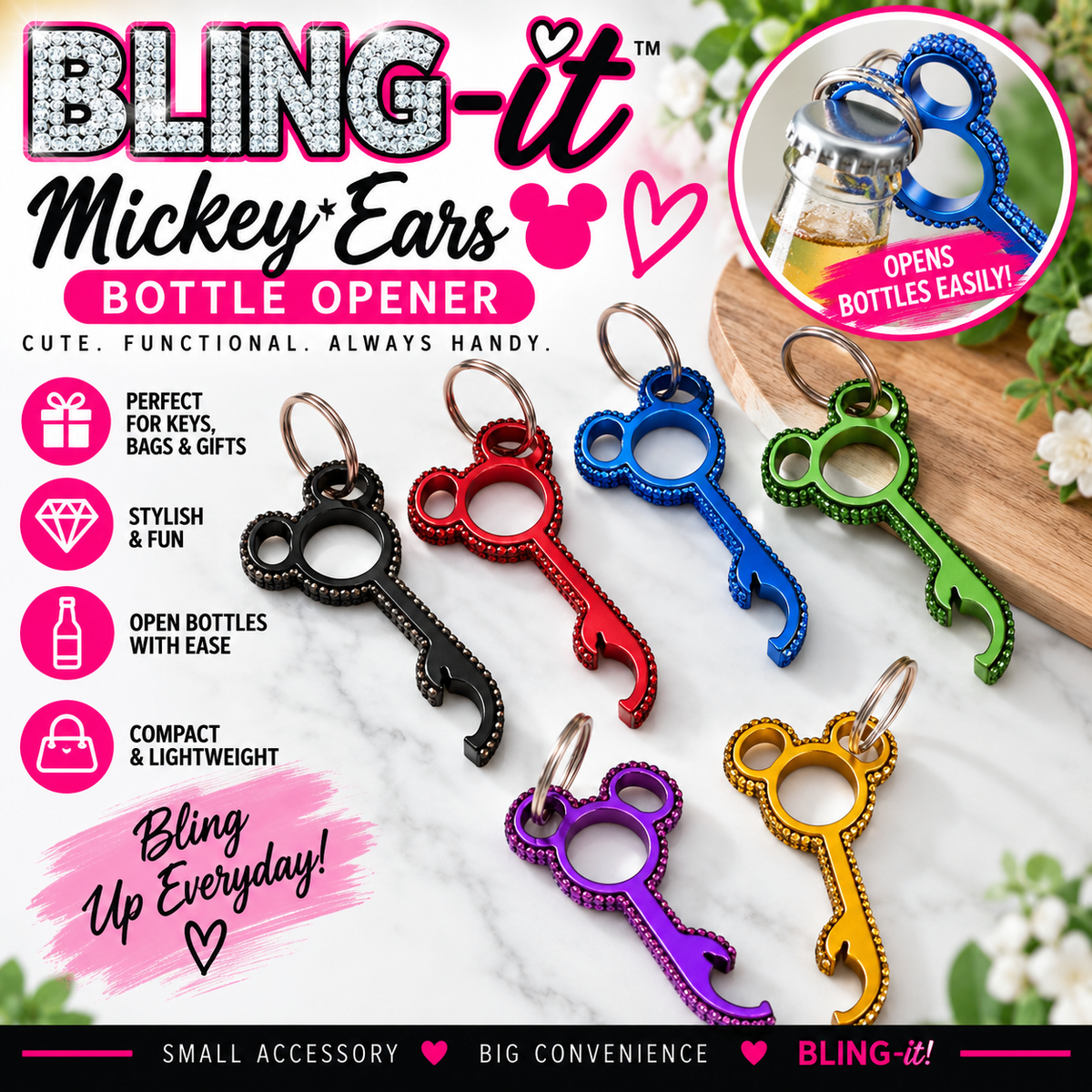 Bottle Opener - BLING Mickey Ears