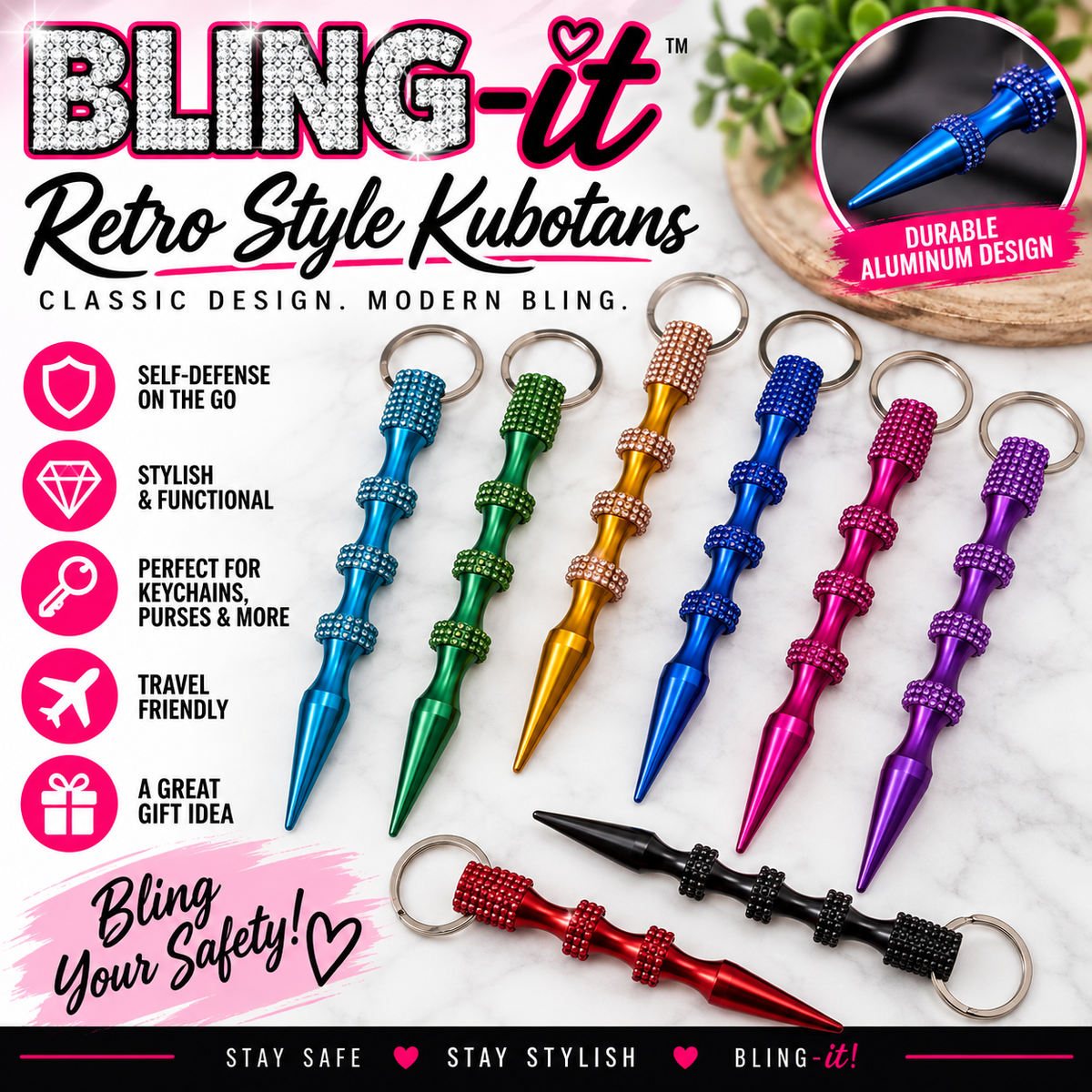 Kubotan - Bling Pointed Retro