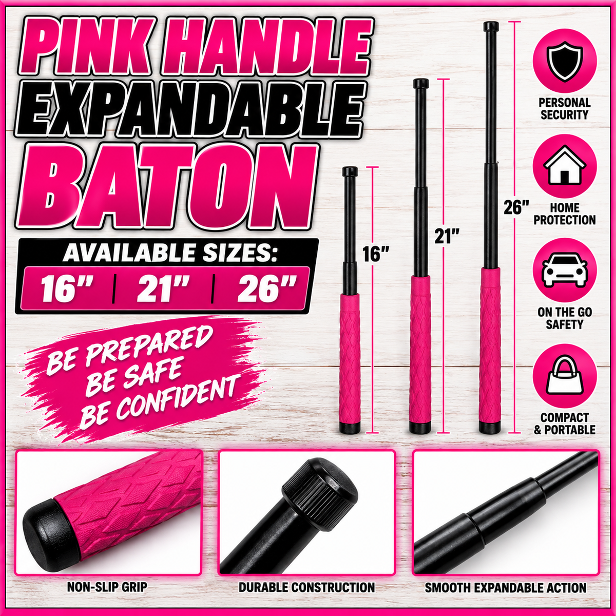 Baton - Pink Handle Expandable