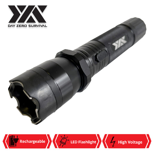 DZS Black Metal Stun Gun 10 Million Volt Rechargeable with Flashlight