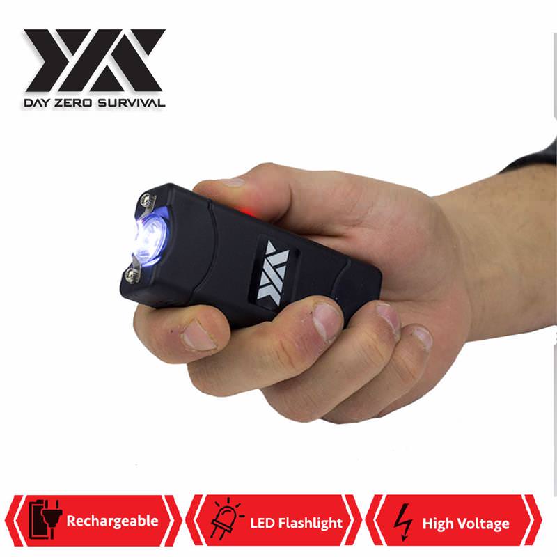Black DZS Rechargeable Self Defense Ultra Mini Stun Gun With LED FlashLight