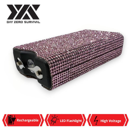 Pink Rhinestone DZS 10 Million Volt Self Defense Bling Stun Gun