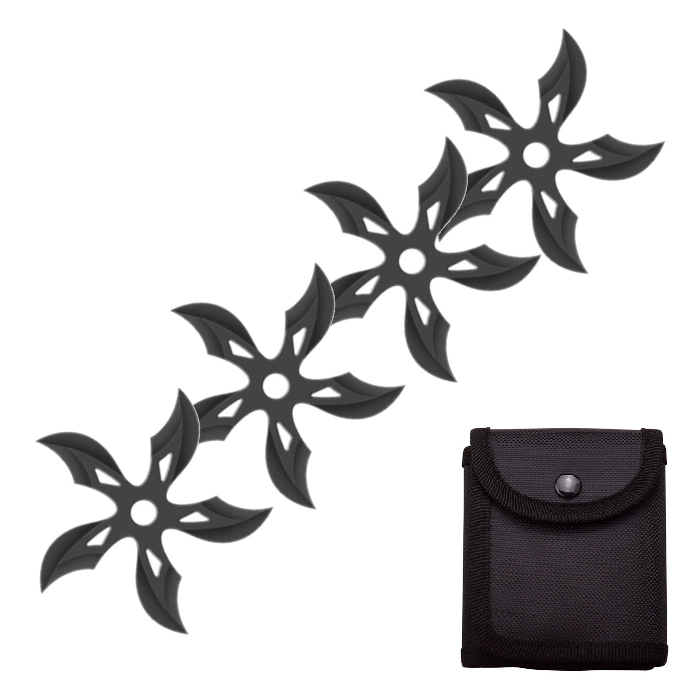 4 PC Set Black Ninja Throwing Stars Anime Shuriken Knife Curve Blade Five-Sided