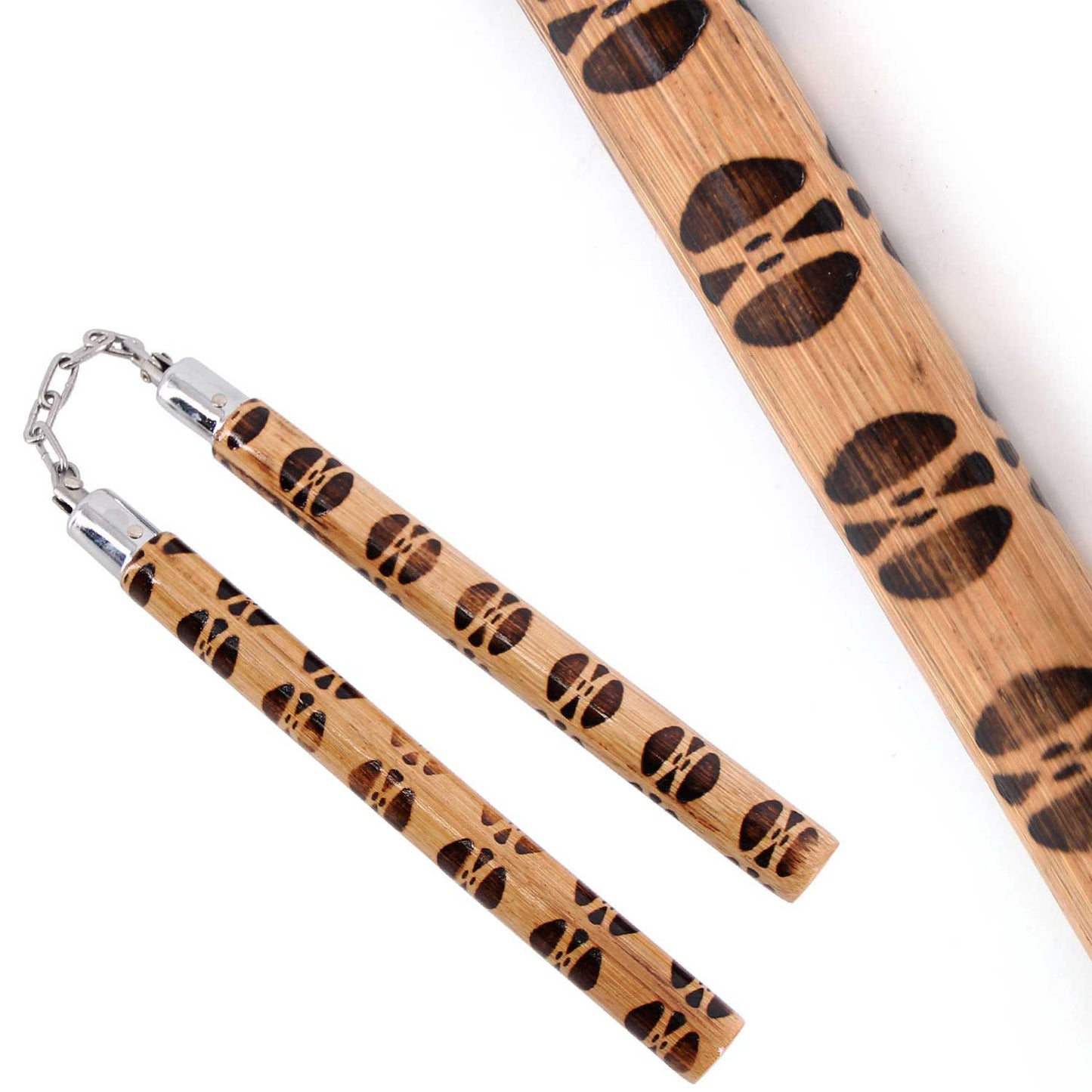 12" Tiger Rattan Hardwood Nunchaku