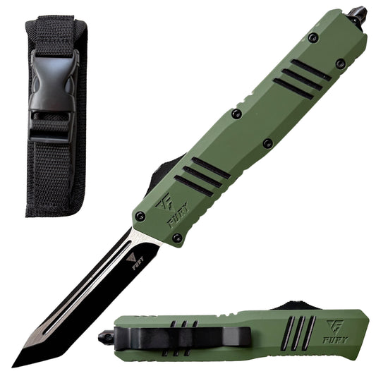 8.5" Green Phantom Tanto Blade Automatic OTF Out the Front Knife