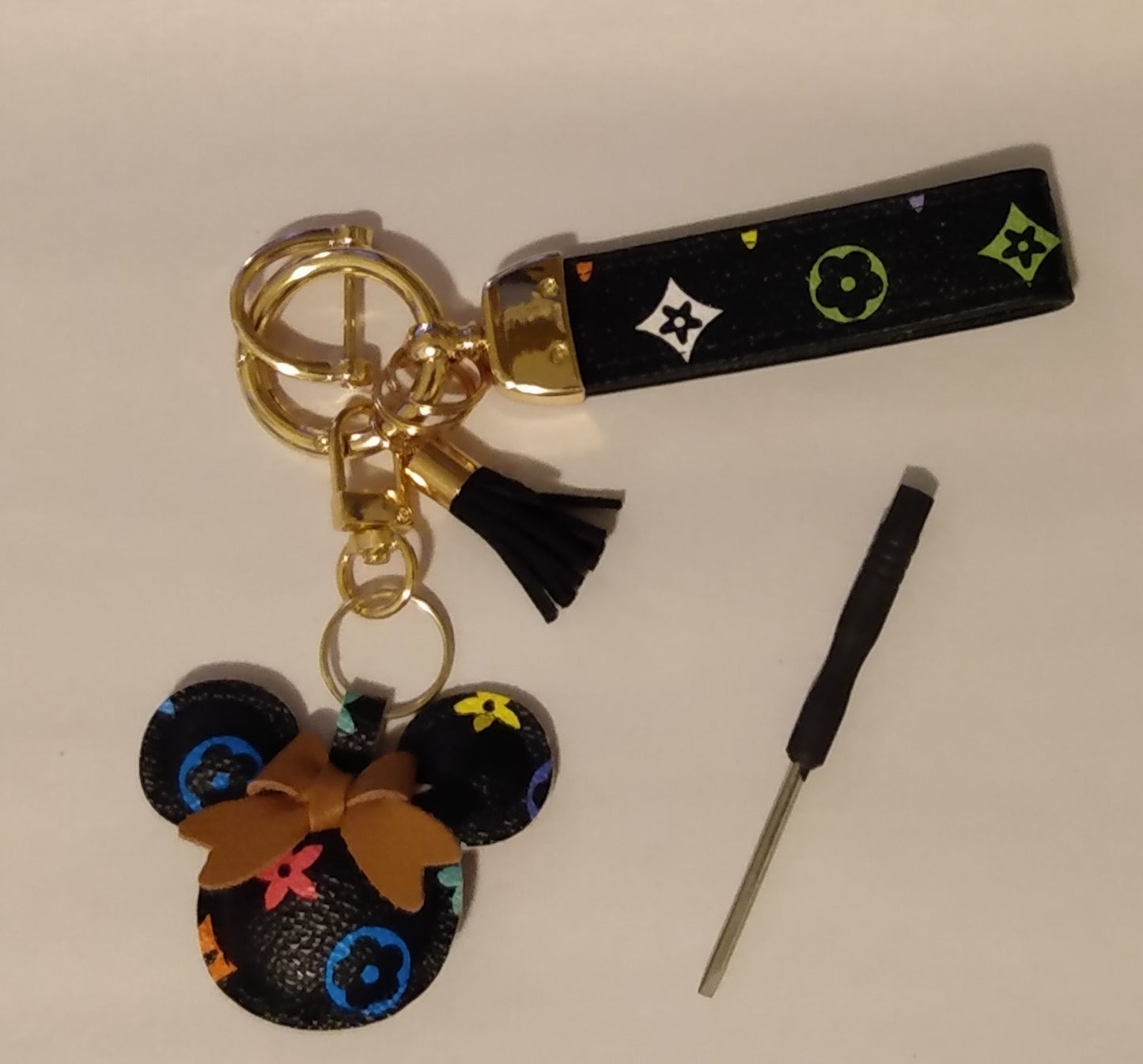 Leather Mickey Keychain Designer Luxury Keychain