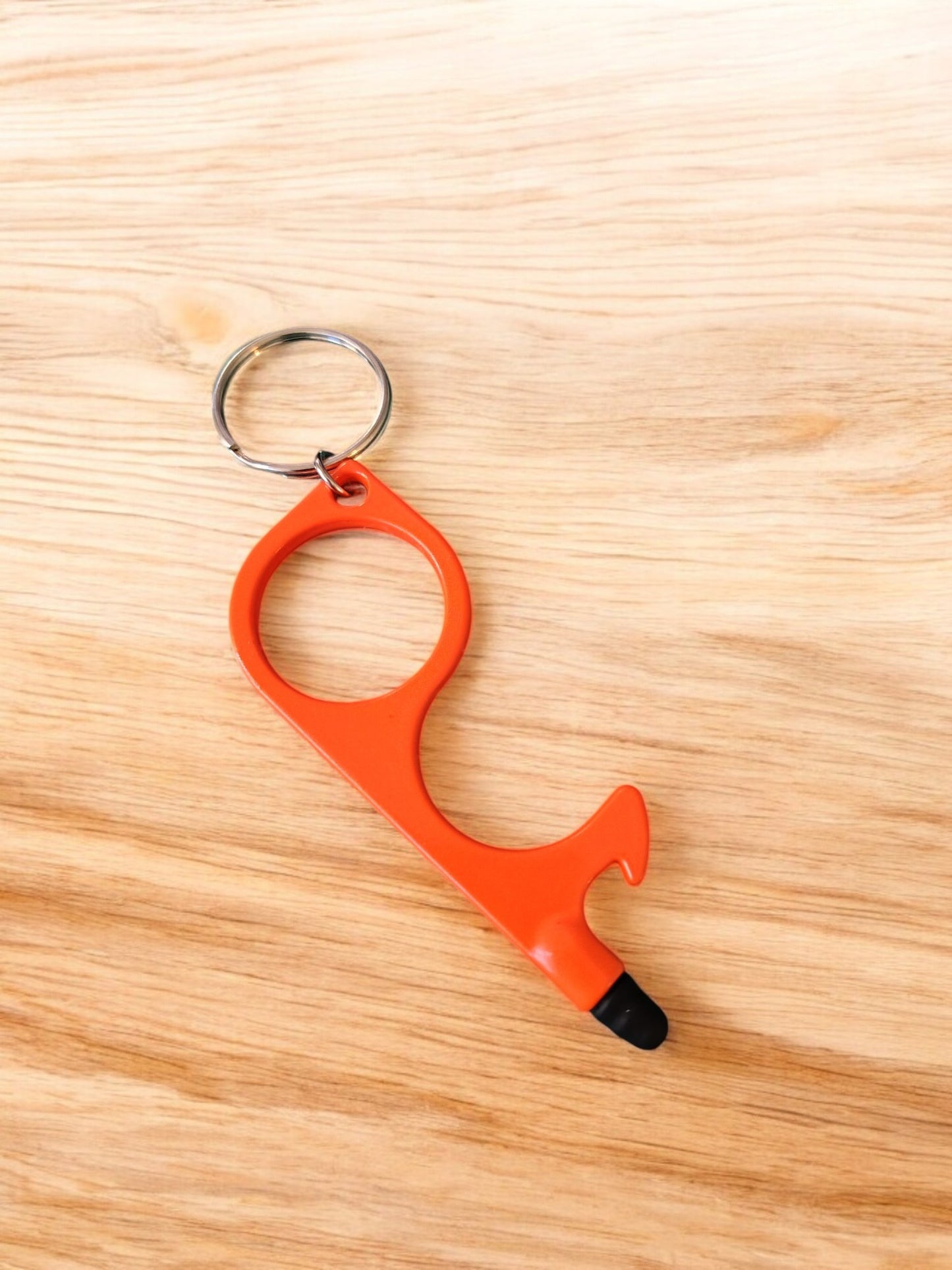 Multitool Keychain Door Opener with Touchscreen Stylus and Bottle Opener