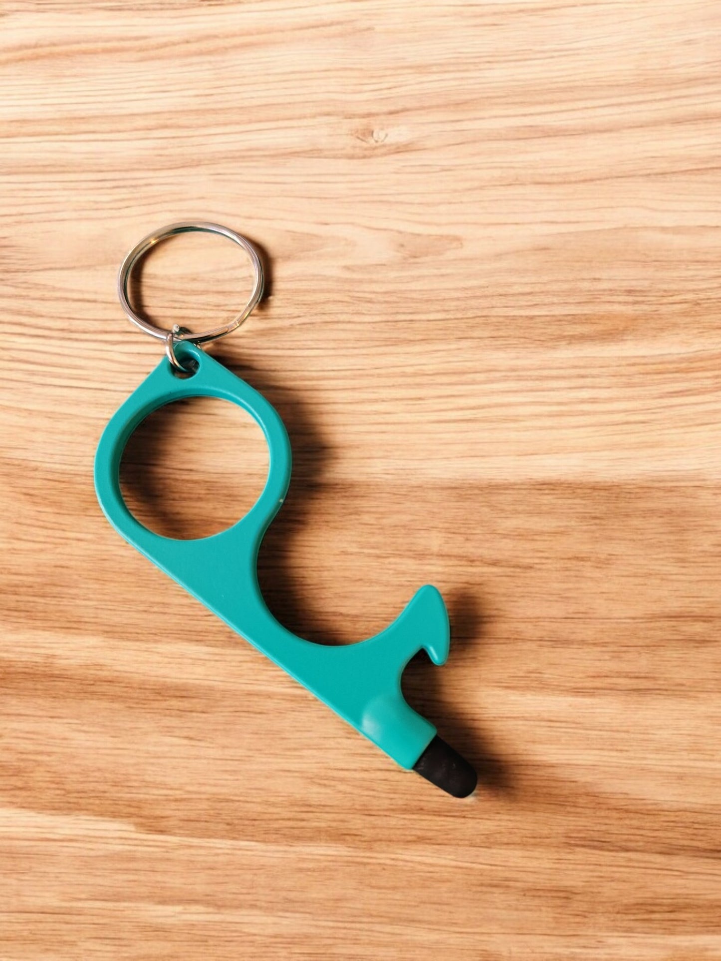 Multitool Keychain Door Opener with Touchscreen Stylus and Bottle Opener