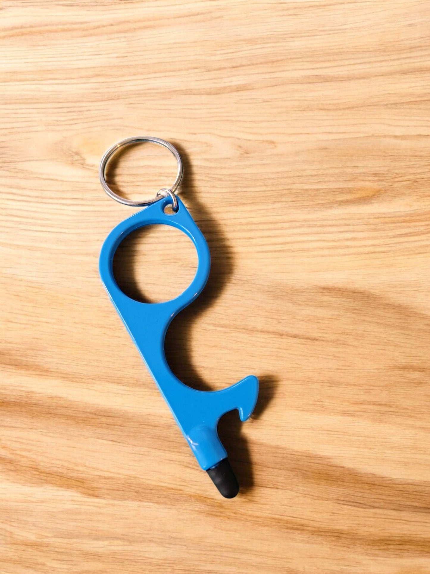 Multitool Keychain Door Opener with Touchscreen Stylus and Bottle Opener