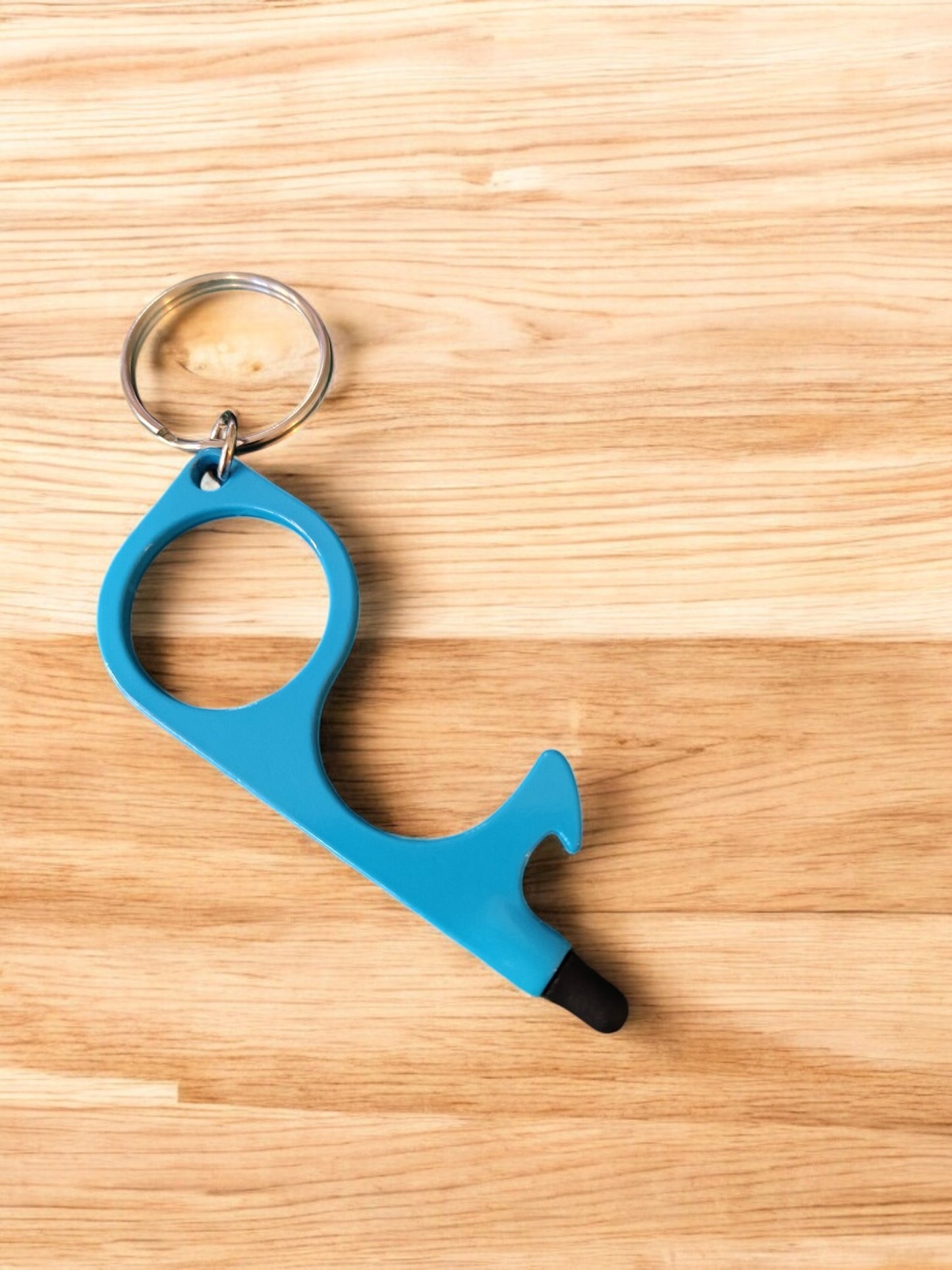 Multitool Keychain Door Opener with Touchscreen Stylus and Bottle Opener