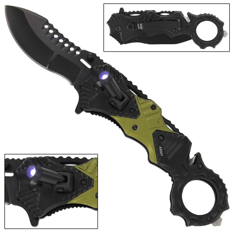 Army Tactical Emergency Rescue Spring Assisted Knife