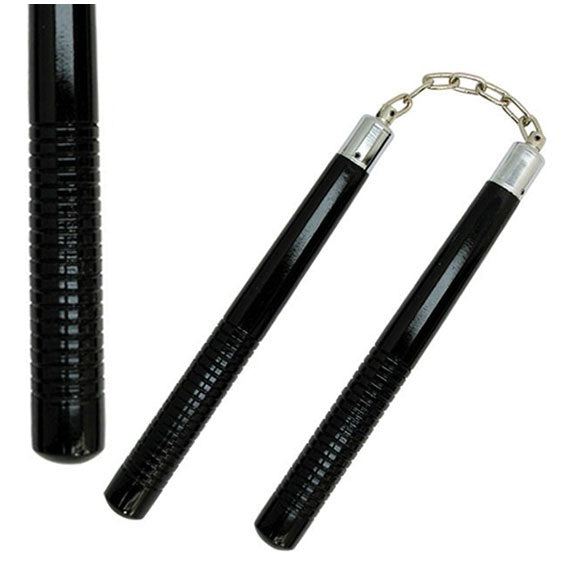12 inch Black Wood Round Nunchaku Chain With Grips