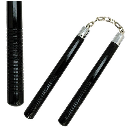12 inch Black Wood Round Nunchaku Chain With Grips