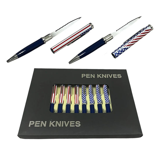 12 Pcs American Flag Letter Opener Pen Knife Set 2 Assorted Designs