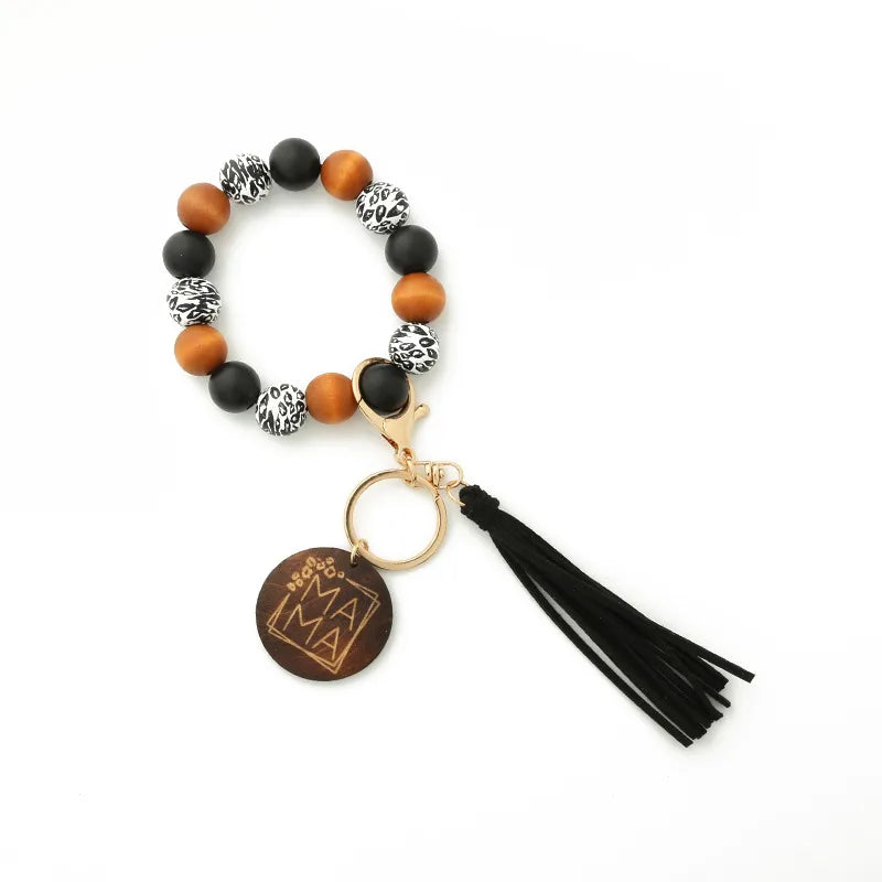 Retro Tassel Wood Beaded "MAMA" Women's Keychain Wholesale