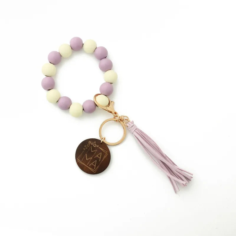 Retro Tassel Wood Beaded "MAMA" Women's Keychain Wholesale