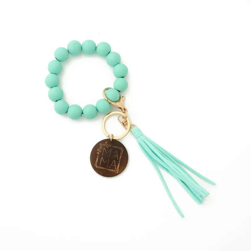 Retro Tassel Wood Beaded "MAMA" Women's Keychain Wholesale