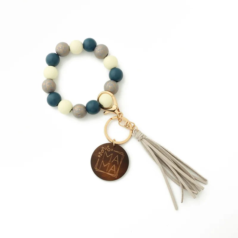 Retro Tassel Wood Beaded "MAMA" Women's Keychain Wholesale