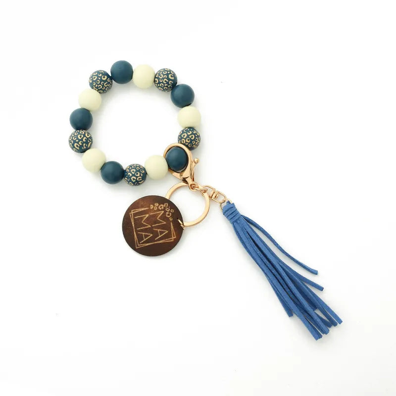 Retro Tassel Wood Beaded "MAMA" Women's Keychain Wholesale