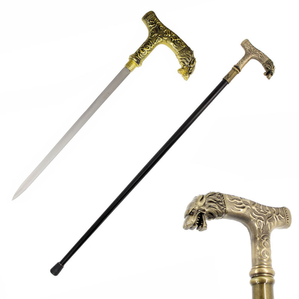 Wolf Head Walking Sword Cane