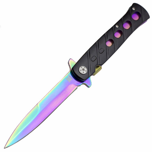DZS Spring Assisted STILETTO God Father Style Pocket Knife with Clip