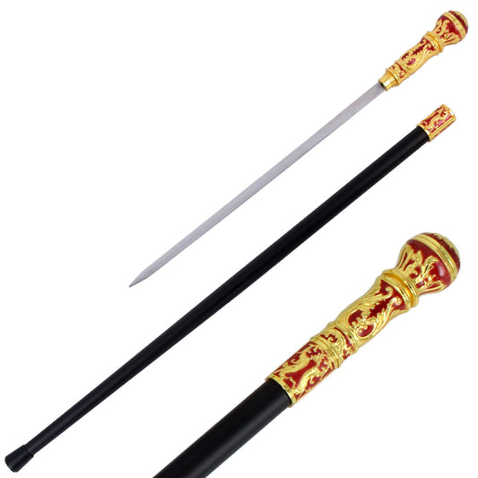 36" Golden Red Knob Deluxe Steel Cane Sword