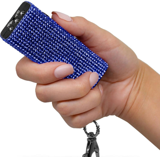 Bling It On Mini Rhinestone Stun Gun Keychain with LED Flashlight Rechargeable Blue by Guard Dog
