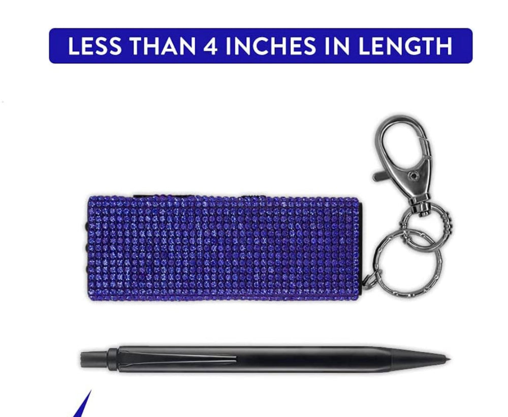 Bling It On Mini Rhinestone Stun Gun Keychain with LED Flashlight Rechargeable Blue by Guard Dog