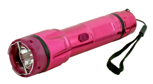 Aluminum Body Traditional Flashlight Stun Gun - Pink