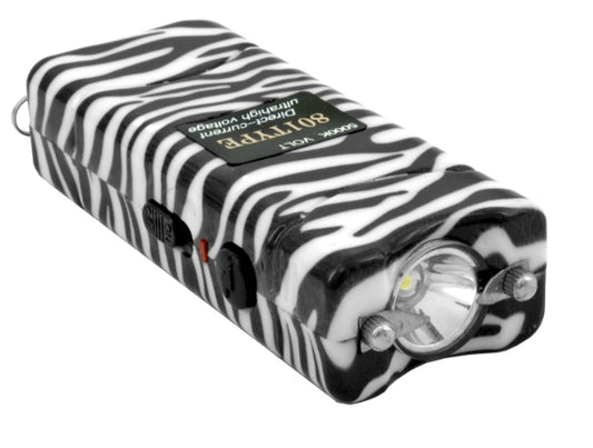 Sleek Stun Gun Flashlight with Carrying Case - Zebra