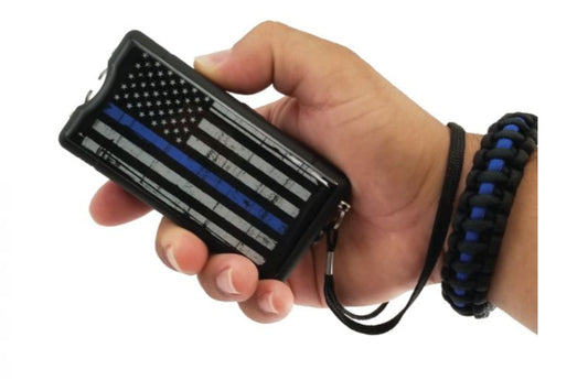 Police Force Blue Line Stun Gun w/ Paracord Bracelet, 9.1M Volts