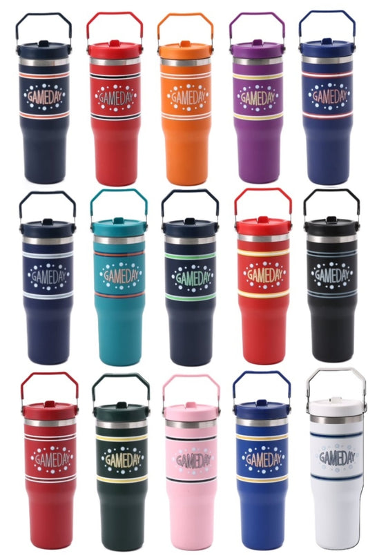 Game day 30oz stainless steel flip straw tumbler
