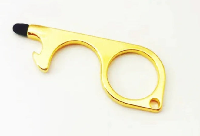Multitool Keychain Door Opener with Touchscreen Stylus and Bottle Opener