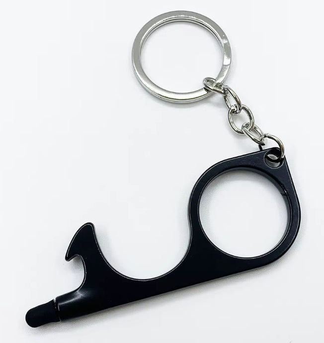 Multitool Keychain Door Opener with Touchscreen Stylus and Bottle Opener