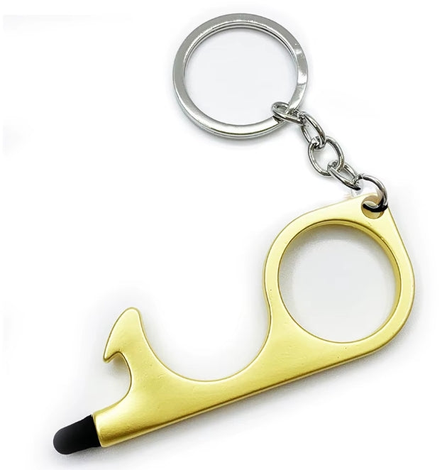 Multitool Keychain Door Opener with Touchscreen Stylus and Bottle Opener