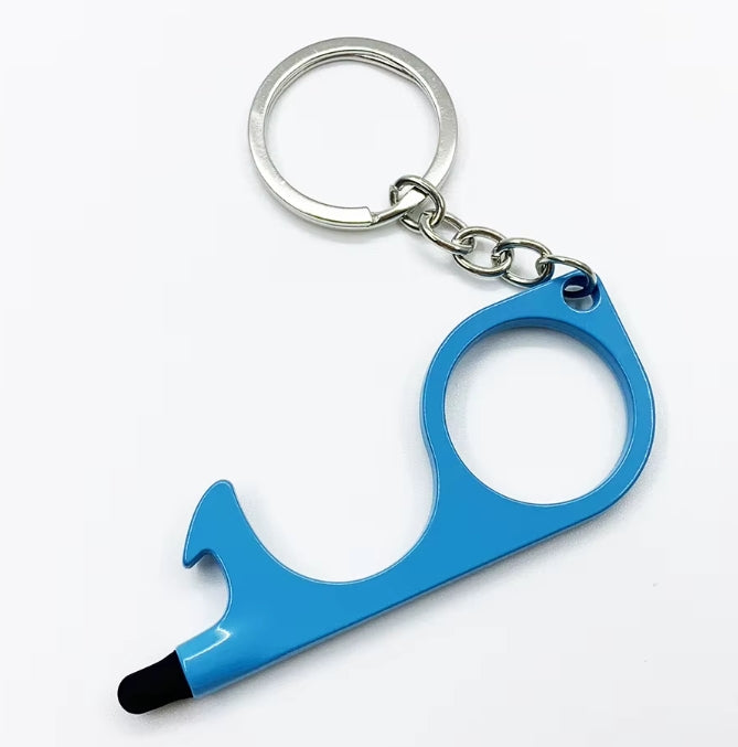 Multitool Keychain Door Opener with Touchscreen Stylus and Bottle Opener