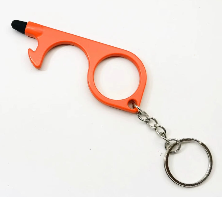 Multitool Keychain Door Opener with Touchscreen Stylus and Bottle Opener