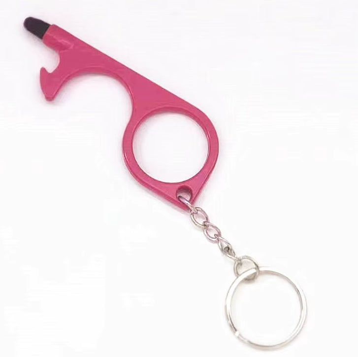 Multitool Keychain Door Opener with Touchscreen Stylus and Bottle Opener