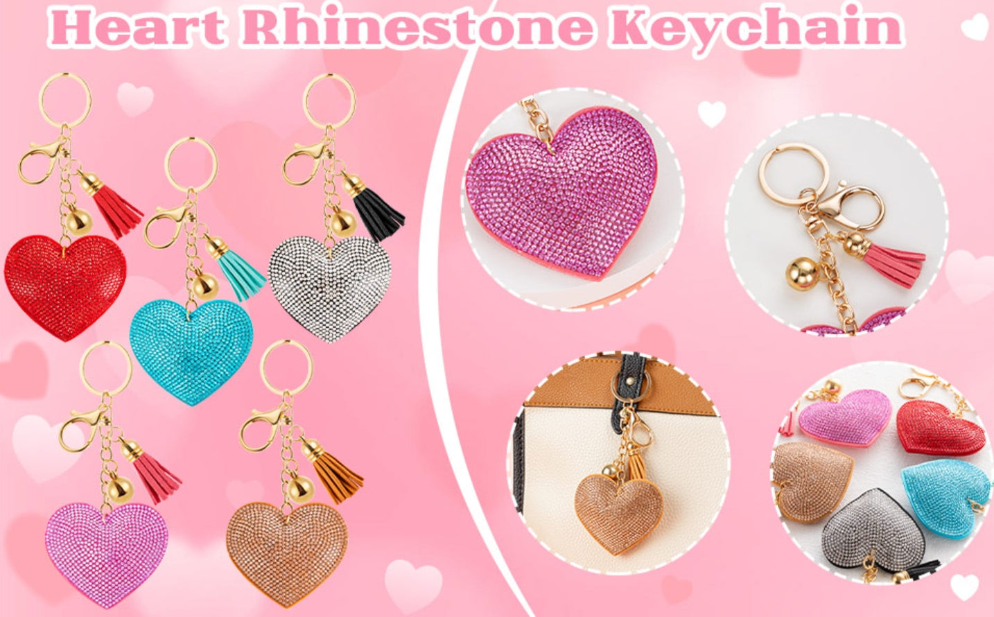BLING-it Rhinestone Heart Keychain