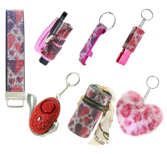 Rhinestone 7 Piece Keychain Set