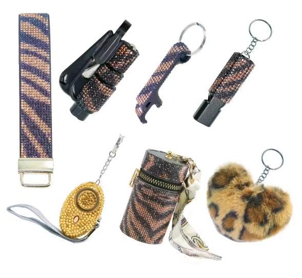 Rhinestone 7 Piece Keychain Set