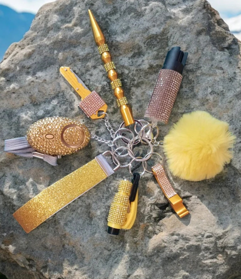 BLING-it Rhinestone 9 Piece Keychain Set