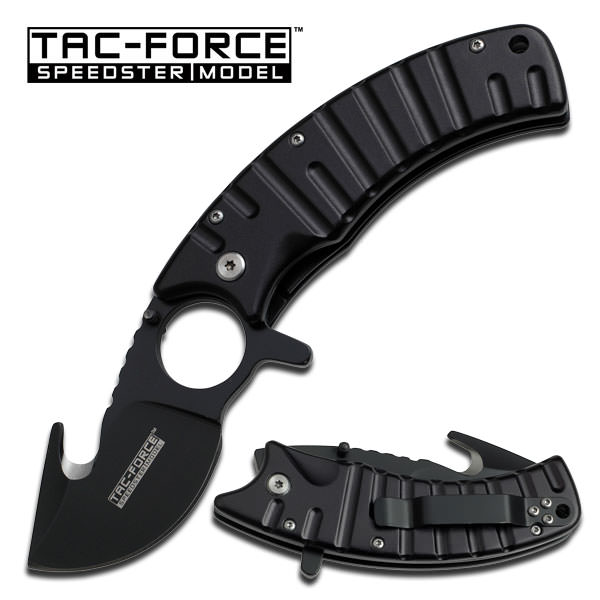 Tactical Heavy Duty Guthook Finger Hole Spring Assisted Knife