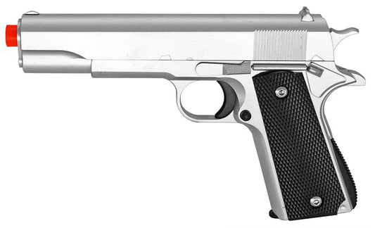M1911 Replica Silver Finish Airsoft Spring Pistol Metal Heavy