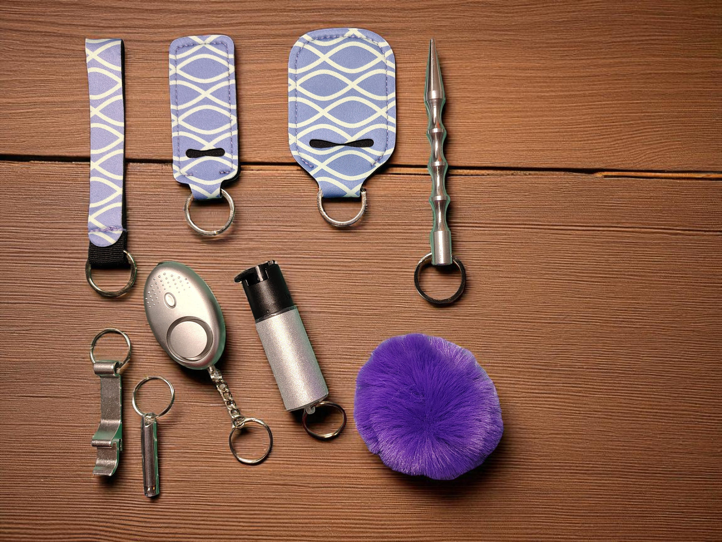 SAFETY KEYCHAIN KIT - 9 Piece Set Pepper Spray