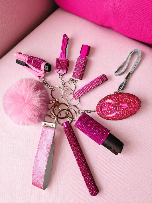Rhinestone 9 Piece Keychain Set