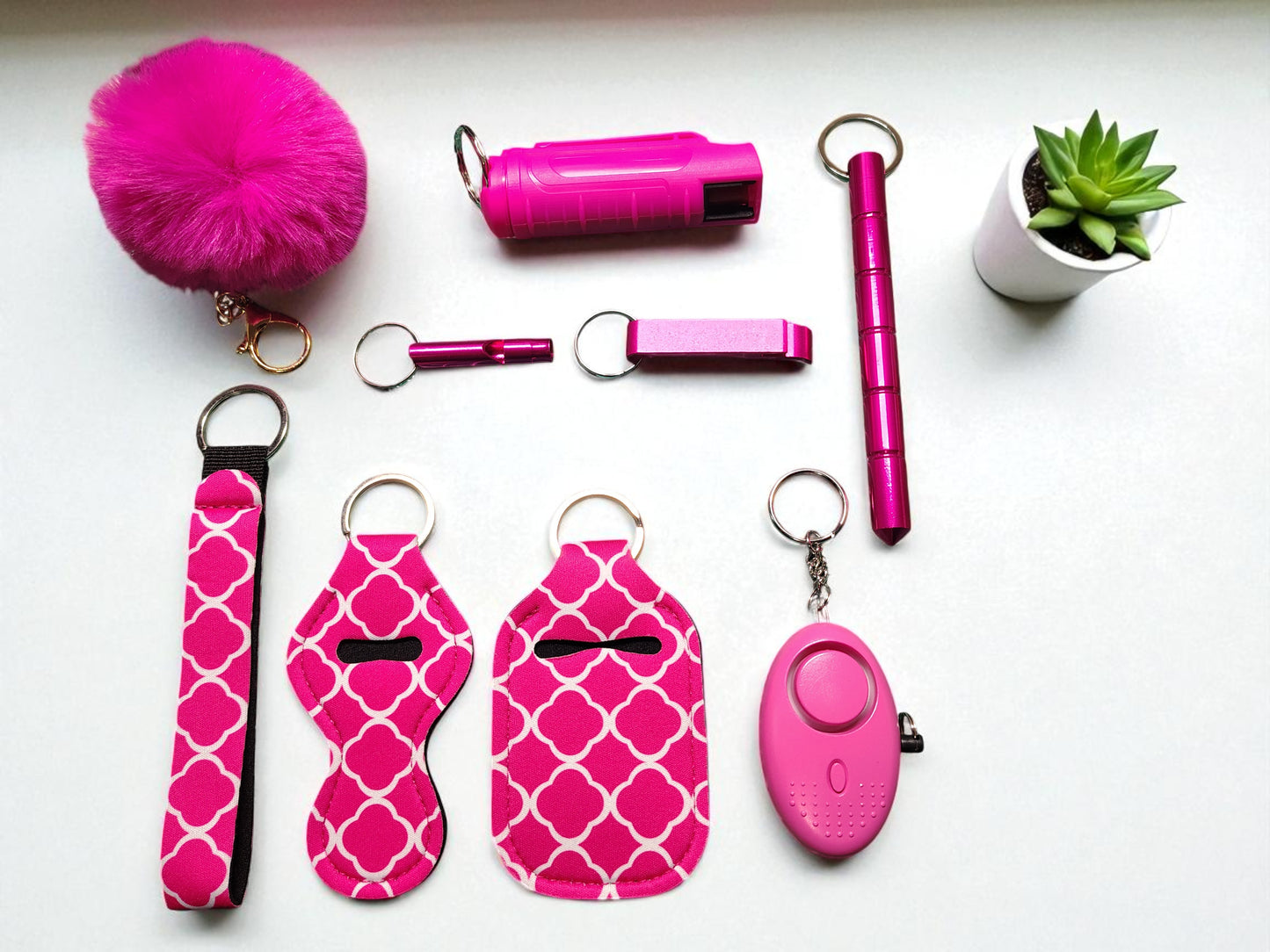 Keychain Kit - 9 Piece Novelty Print Collection with Pepper Spray